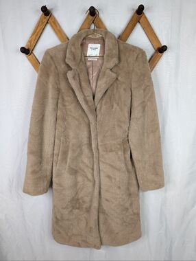 Abercrombie & Fitch The Dad Coat Faux Fur Snap Button Pea Coat - Size XS